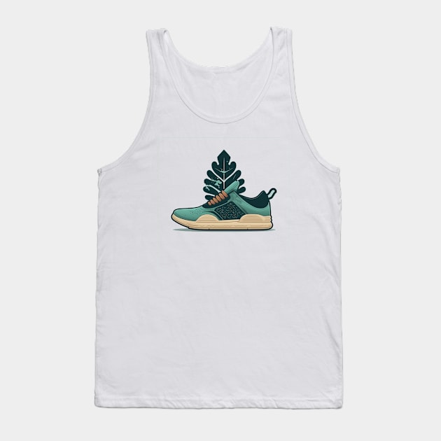 Leaf a Positive Footprint with Our Beige and Blue Sneaker Tank Top by Greenbubble